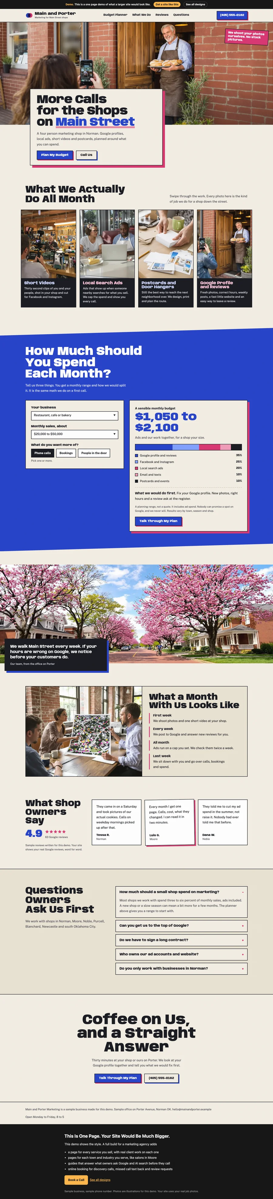 Riso Main Street website design