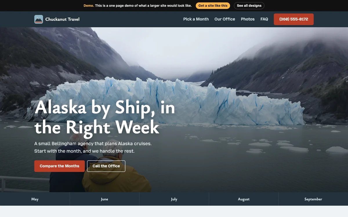 Glacier Slate website design on a desktop