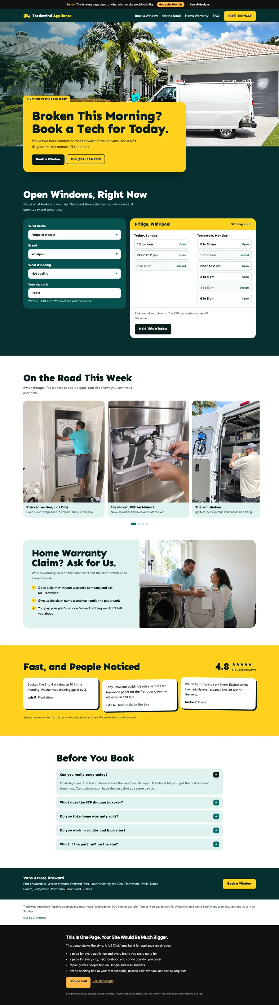 Teal Van Dispatch website design