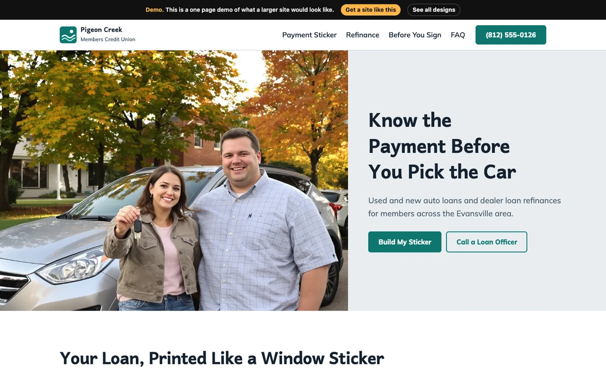 Window Sticker website design on a desktop