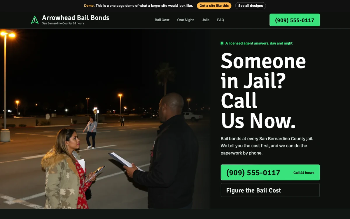 Night Signal website design on a desktop