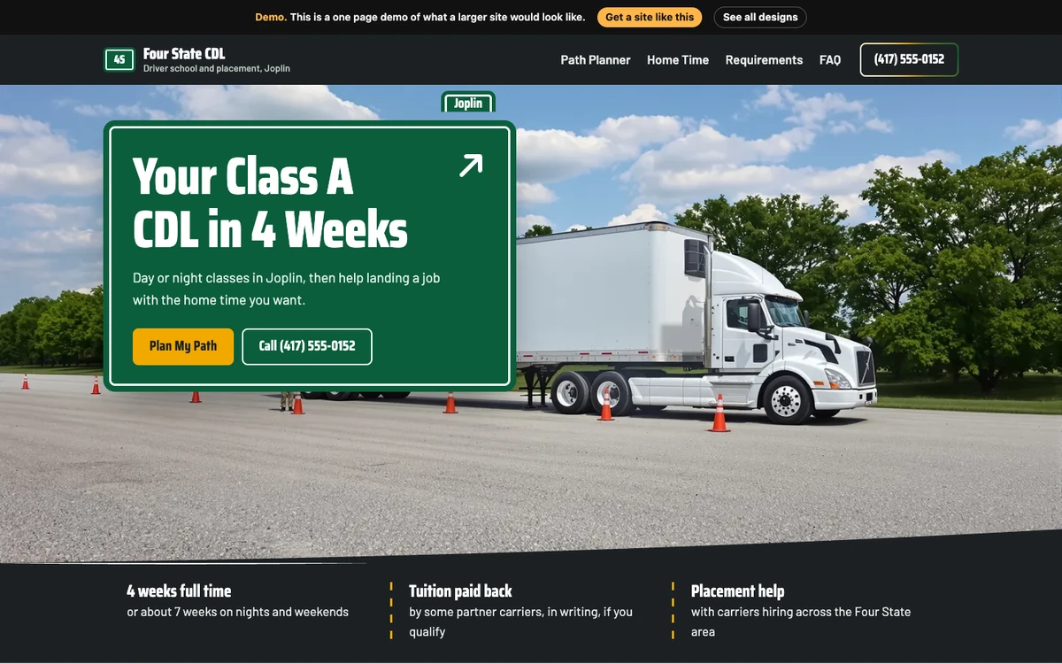 Guide Sign Green website design on a desktop