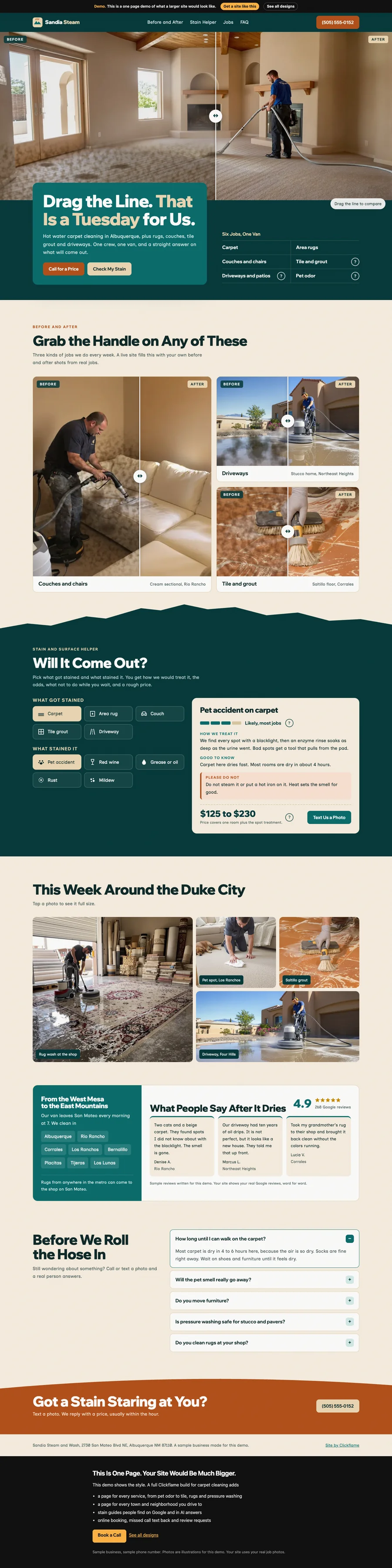 Teal Drag Reveal website design
