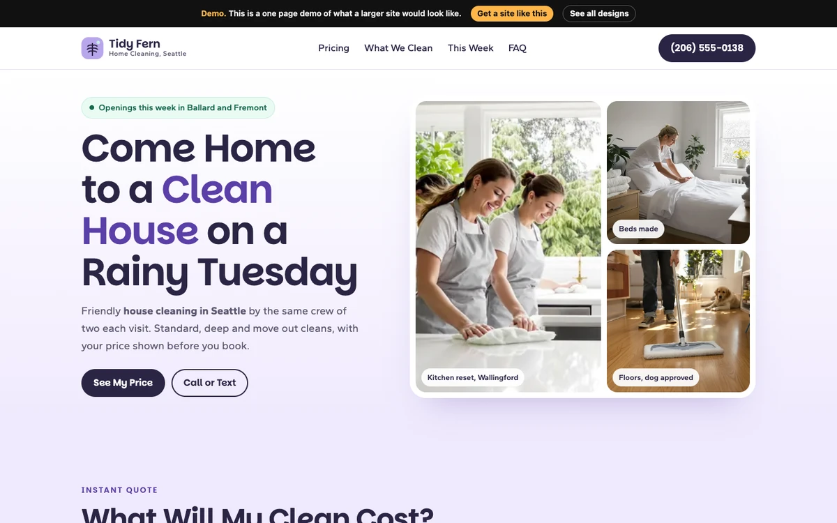 Lilac Fresh Grid website design on a desktop