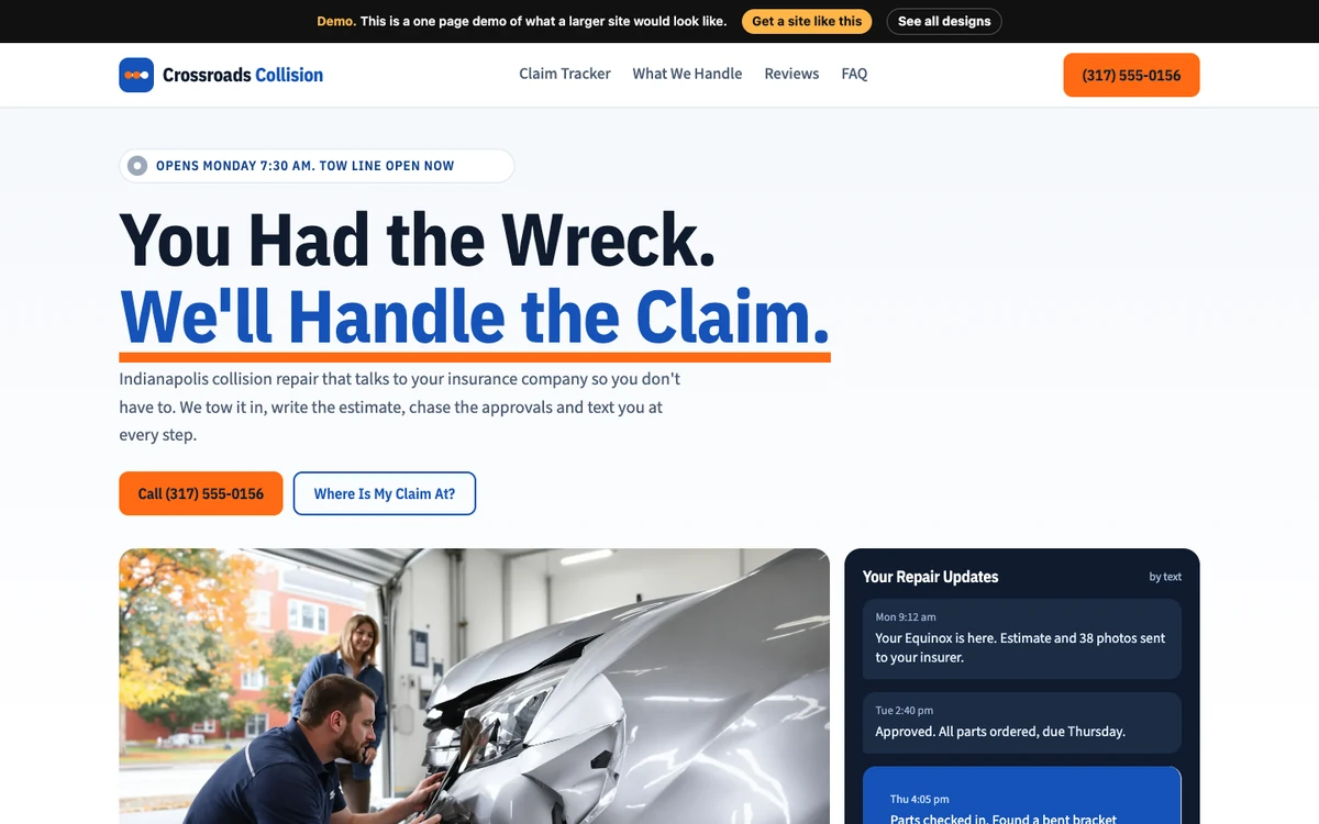 Claim Tracker website design on a desktop