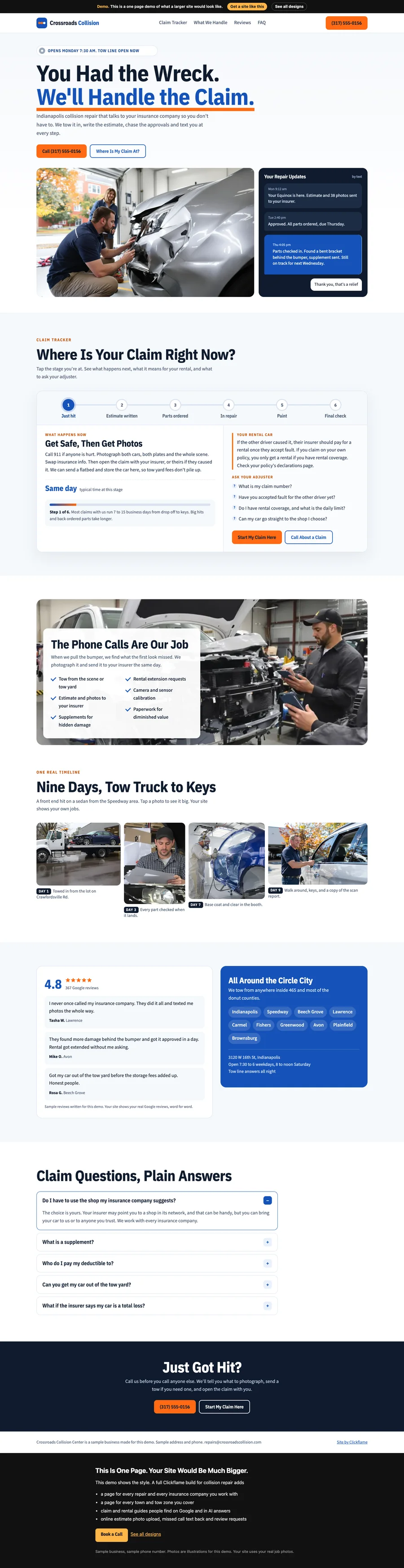 Claim Tracker website design
