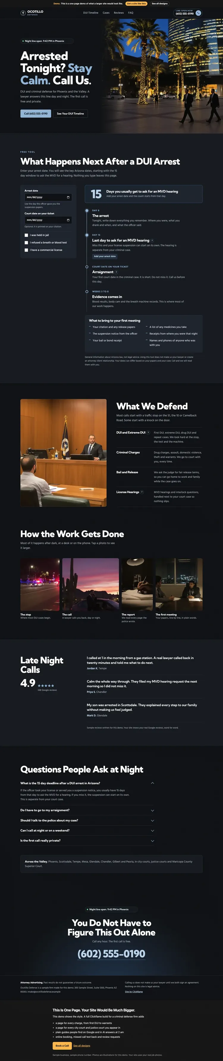 Night Line website design