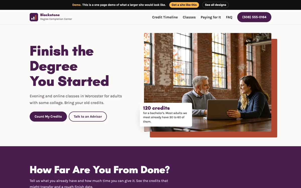 Mill Brick Plum website design on a desktop
