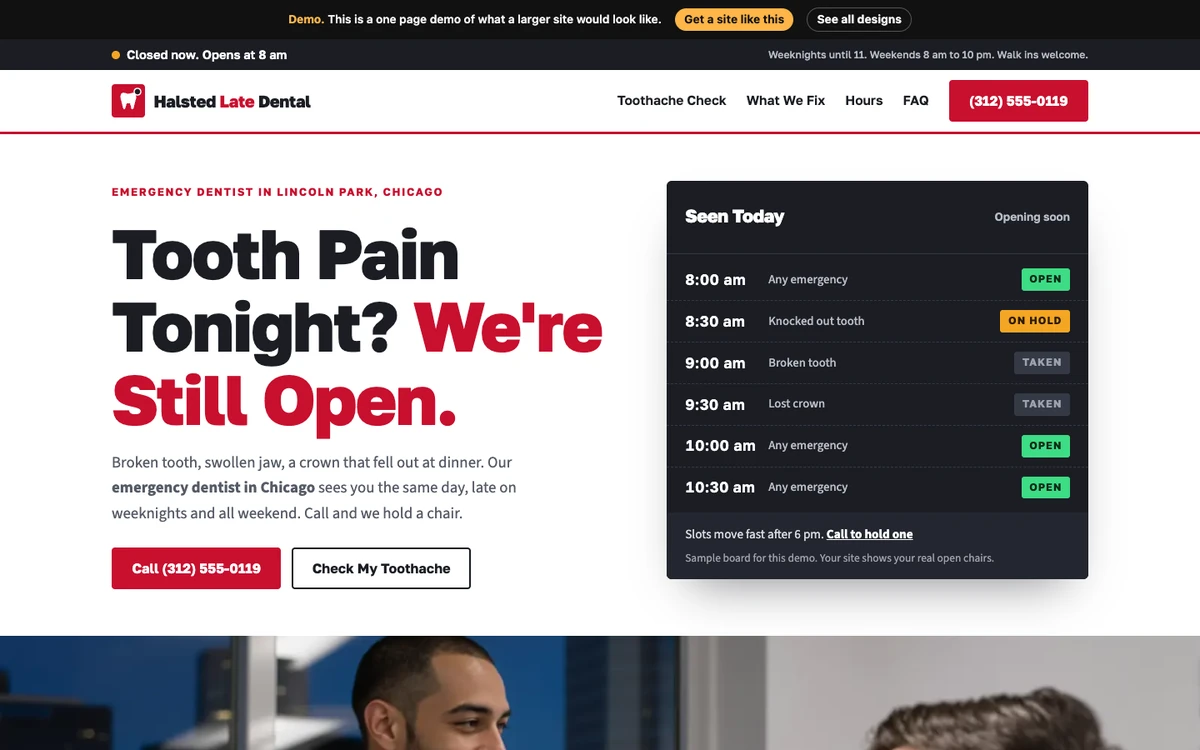 Late Shift Red website design on a desktop