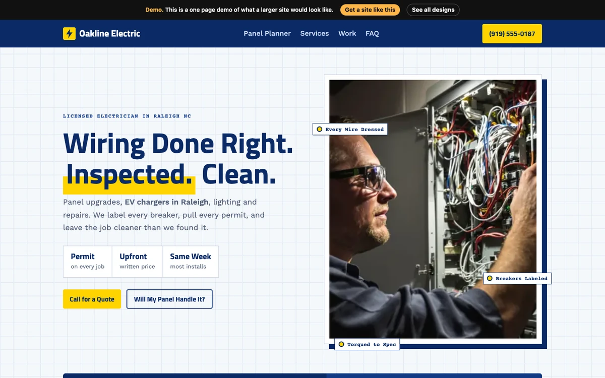 Blueprint website design on a desktop