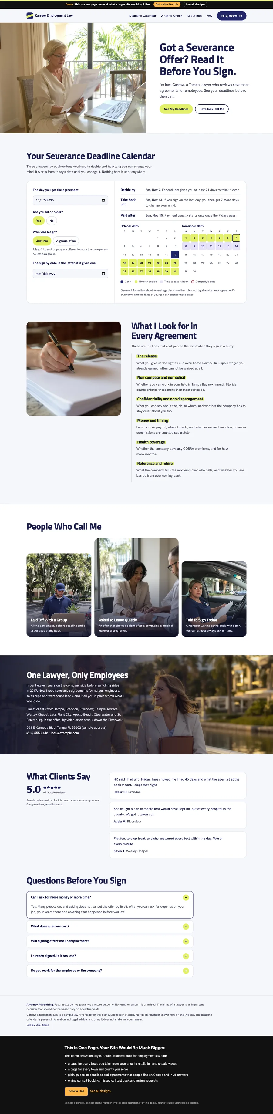 Highlighter Calendar website design