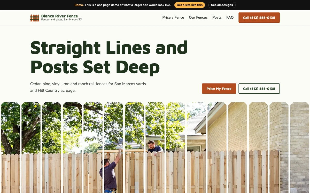 Cedar Picket Line website design on a desktop