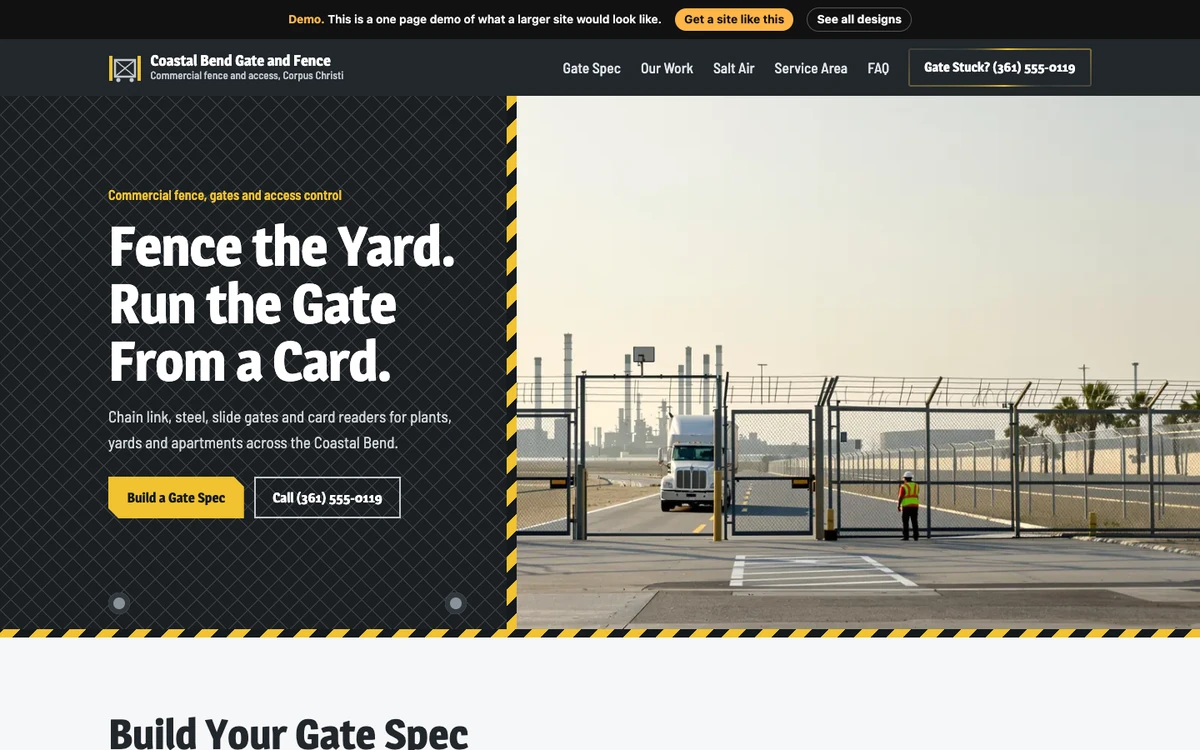 Galvanized Gate Leaf website design on a desktop