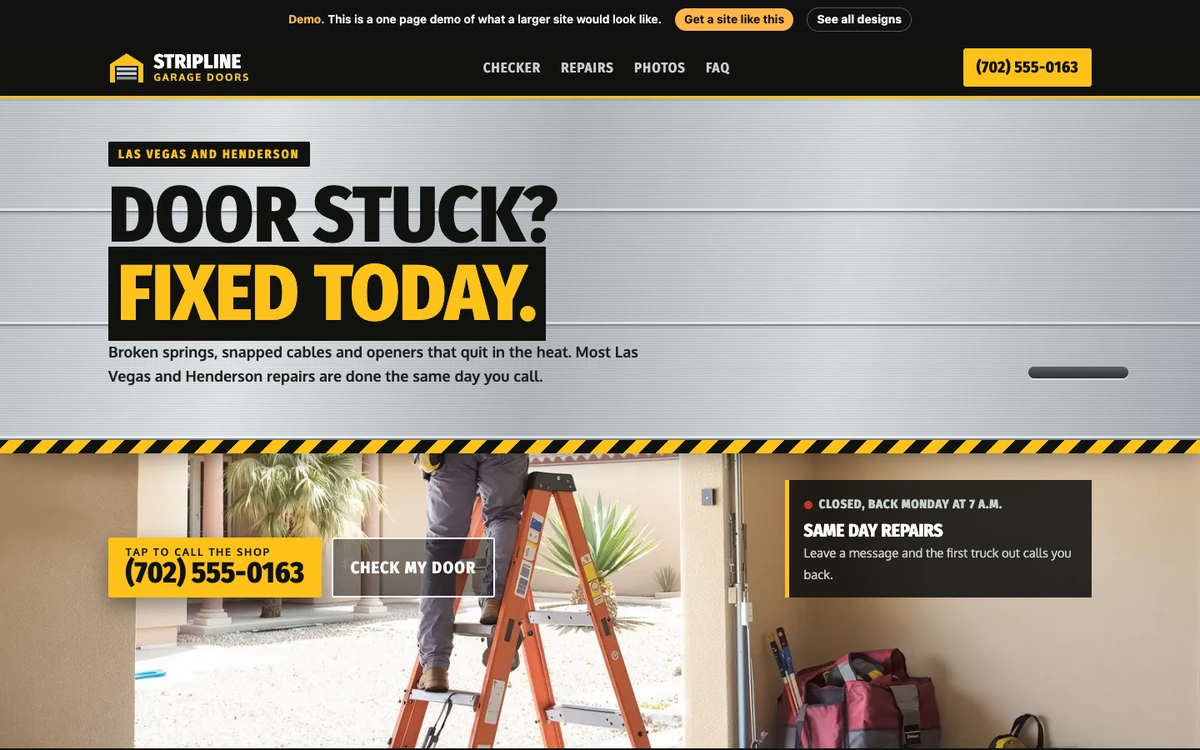Steel Door Service website design on a desktop