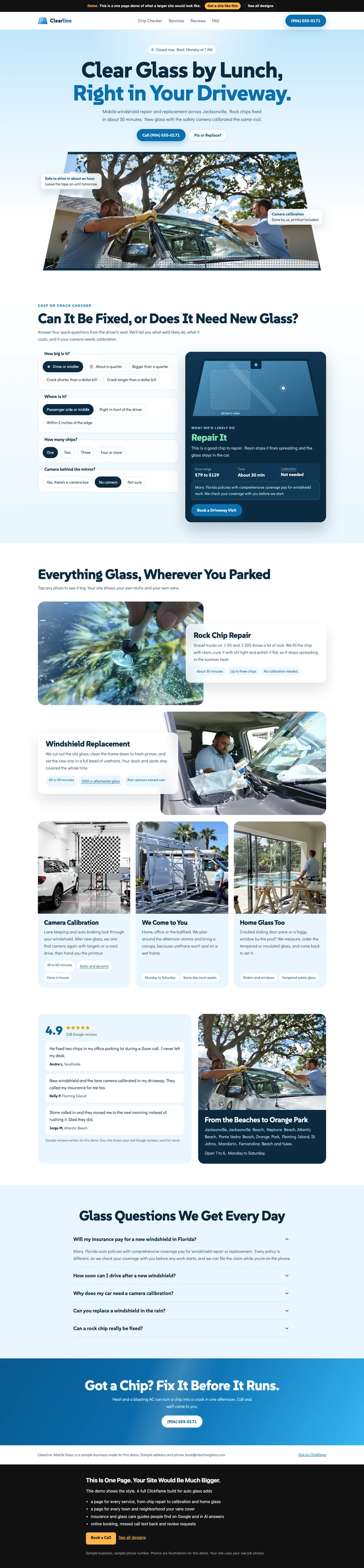 Clear Sky Glass website design