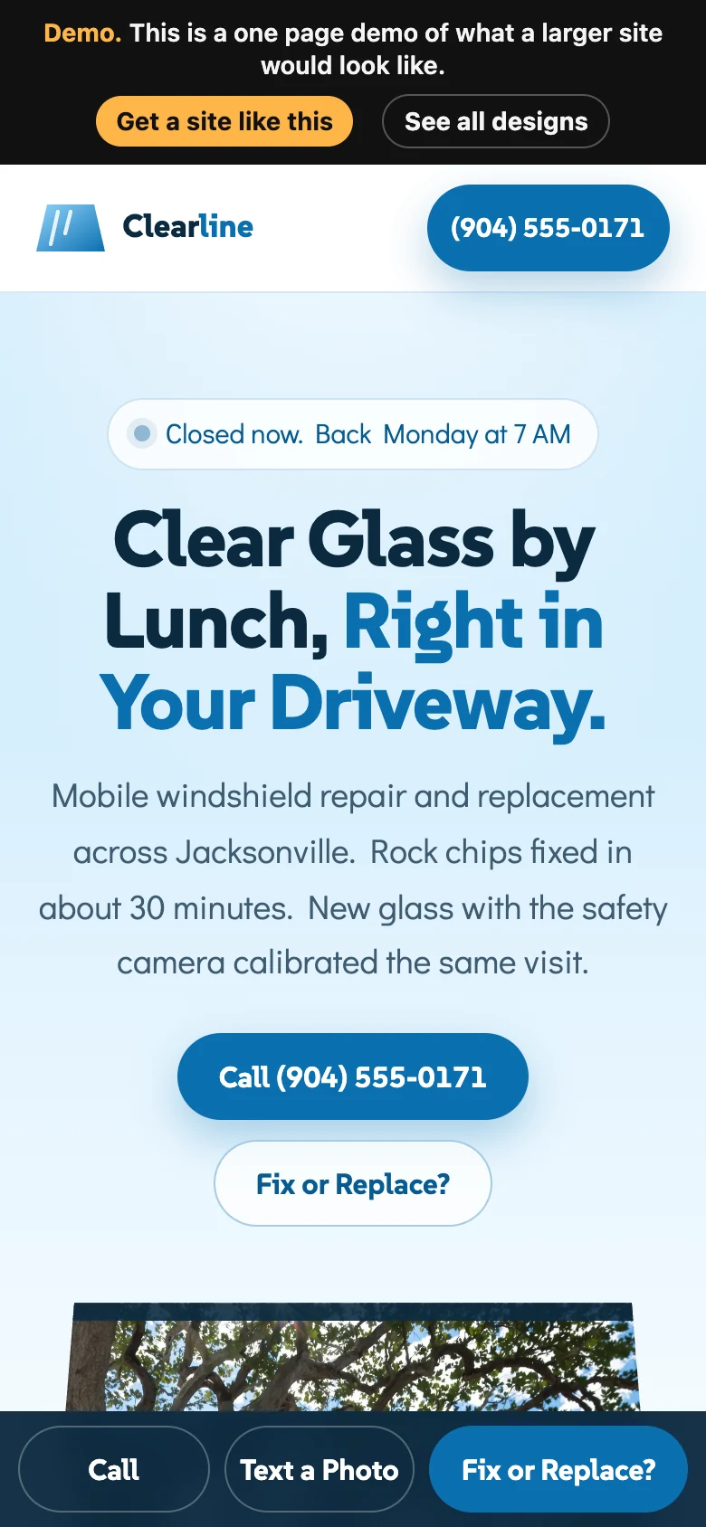 Clear Sky Glass on a phone