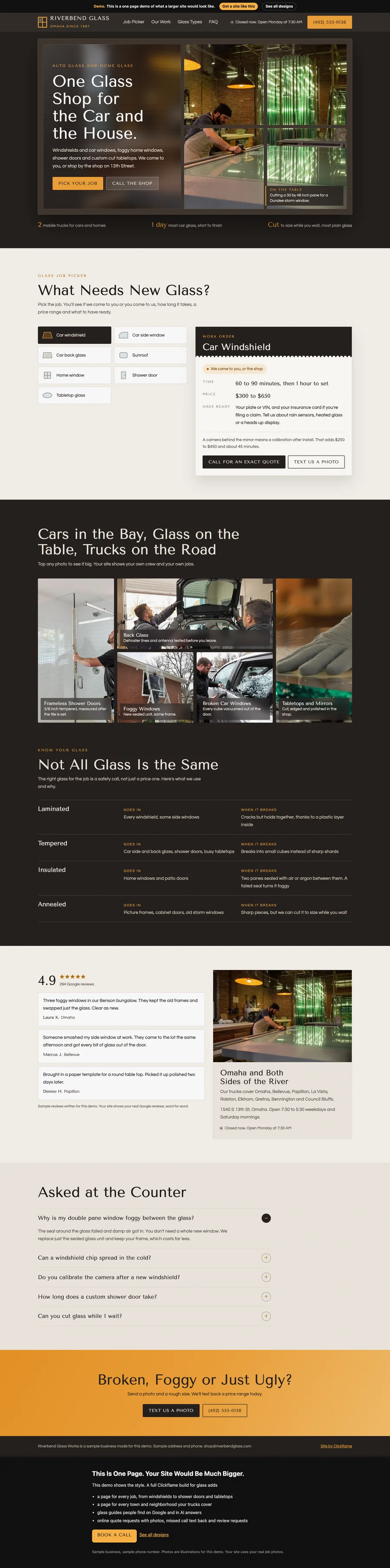 Frosted Pane website design