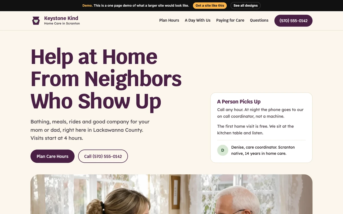Kitchen Table Warmth website design on a desktop