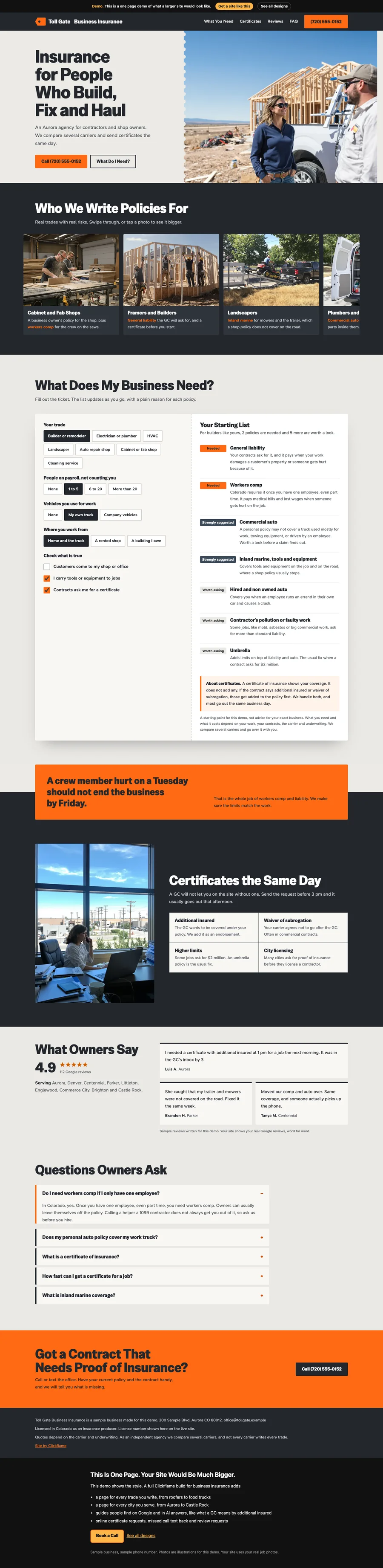 Job Ticket Orange website design