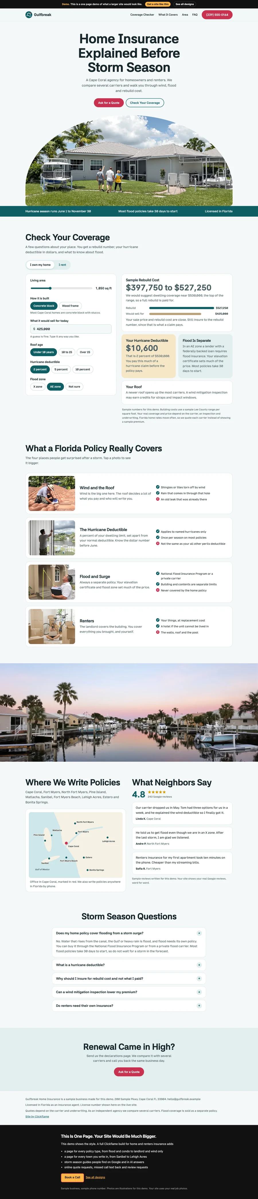 Storm Season Calm website design