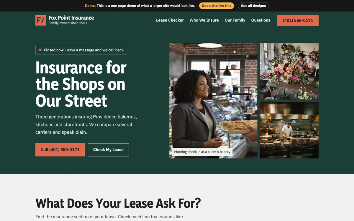 Bottle Green Ledger website design on a desktop