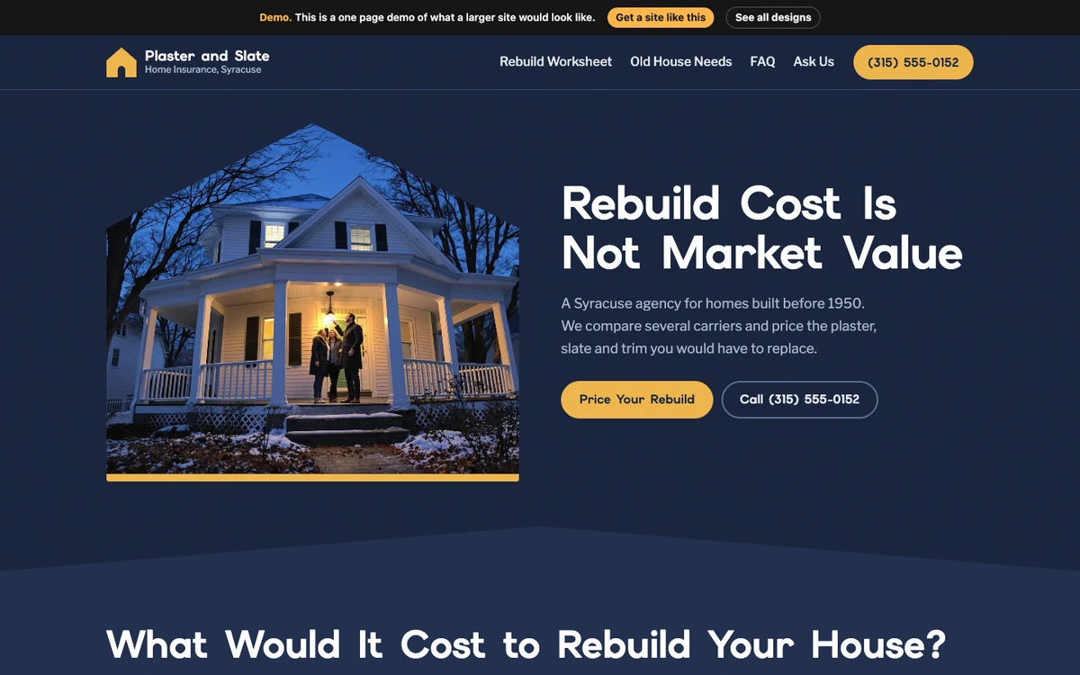 Porch Light Navy website design on a desktop