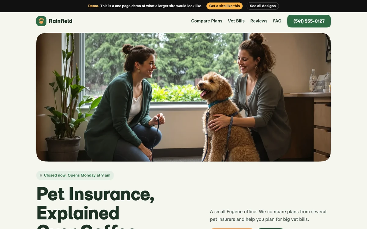 Moss and Apricot website design on a desktop