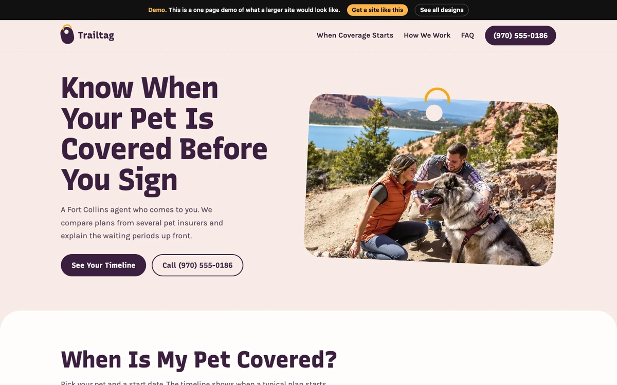 Trailhead Plum website design on a desktop