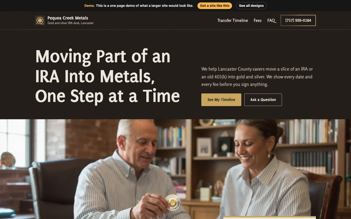 Walnut and Brass website design on a desktop