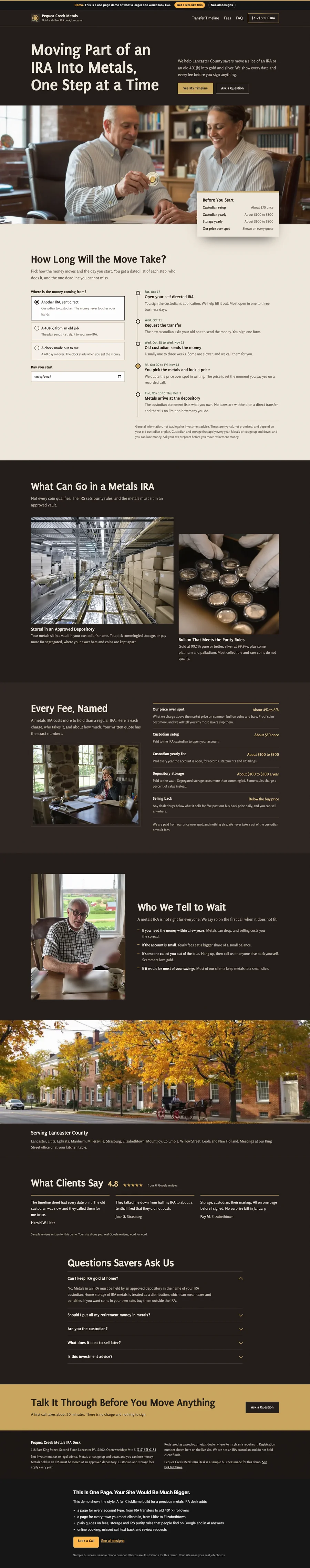 Walnut and Brass website design
