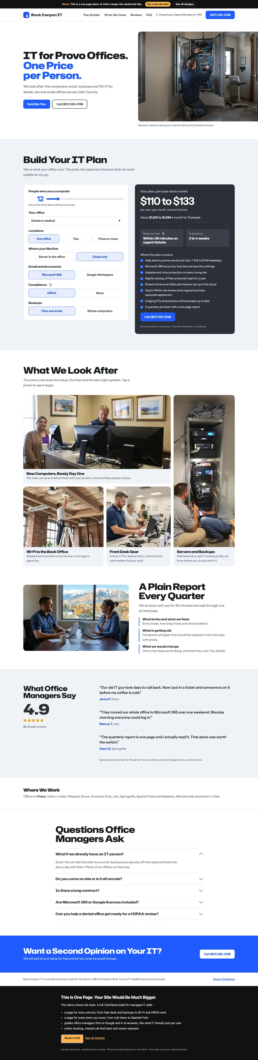 Clean Desk Blue website design