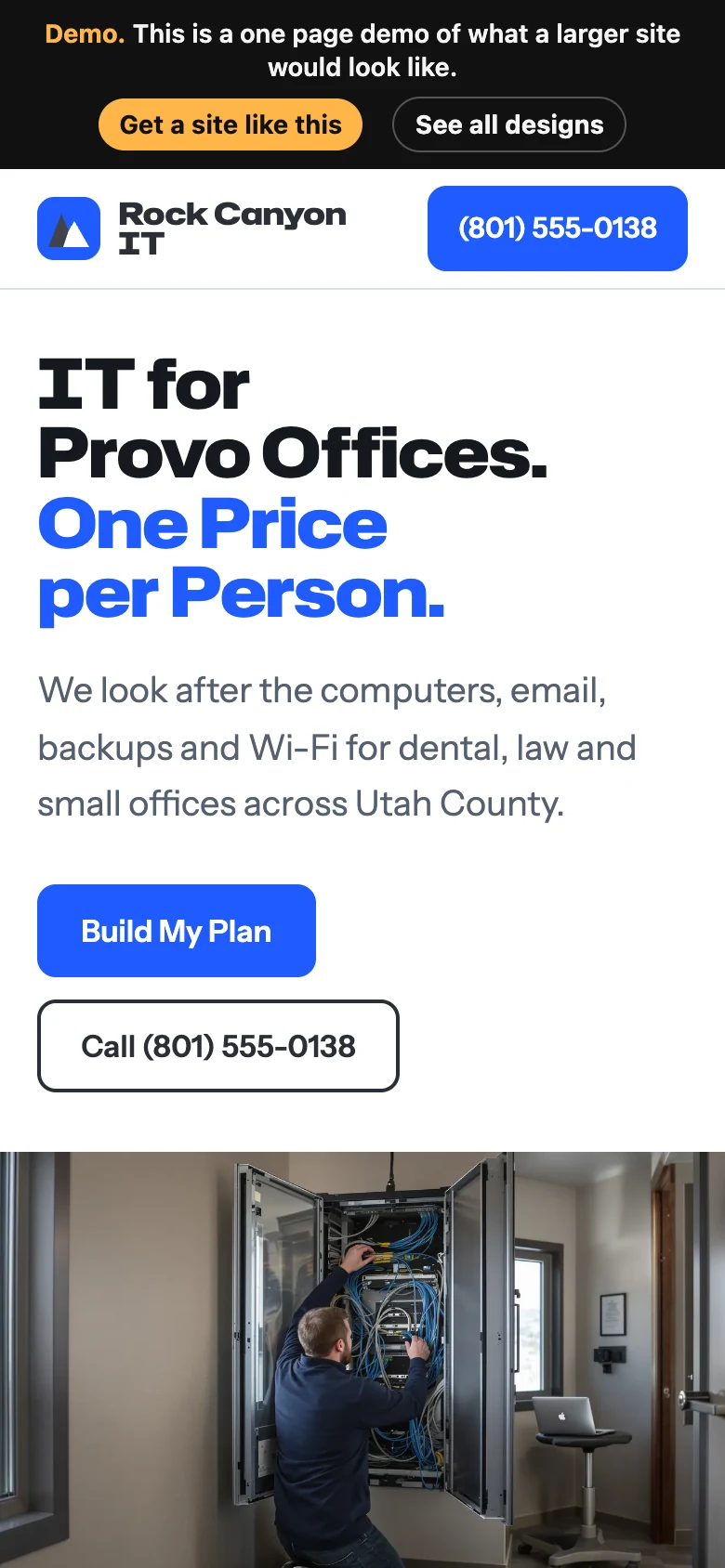 Clean Desk Blue on a phone