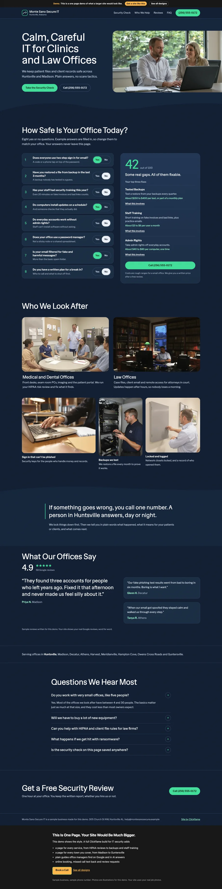 Calm Night Shift website design