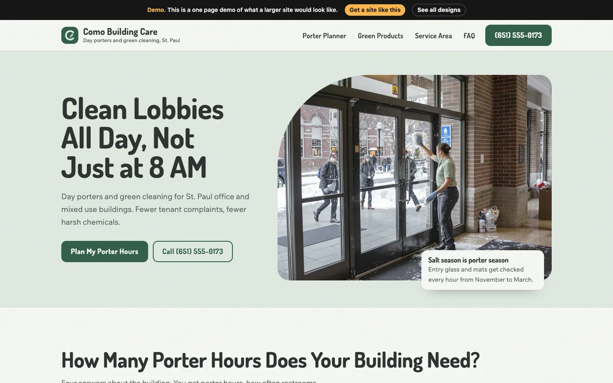 Quiet Green Ledger website design on a desktop