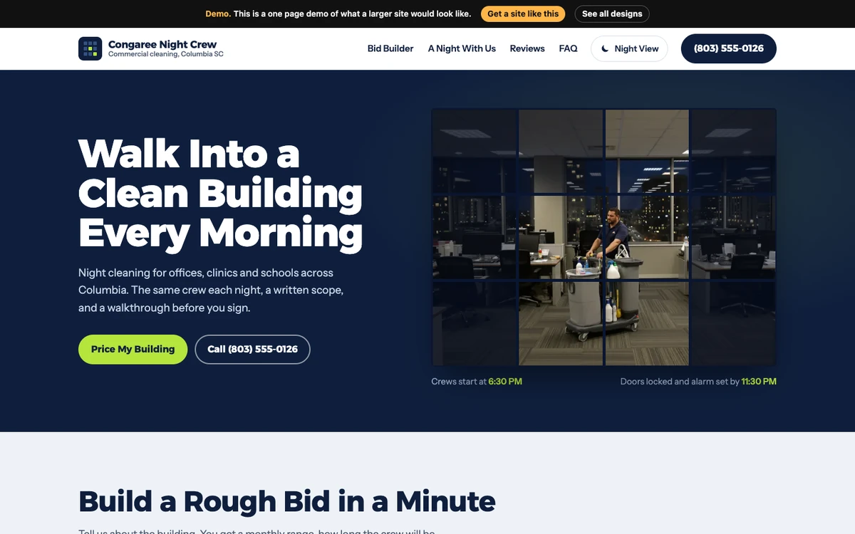 Lights On After Hours website design on a desktop