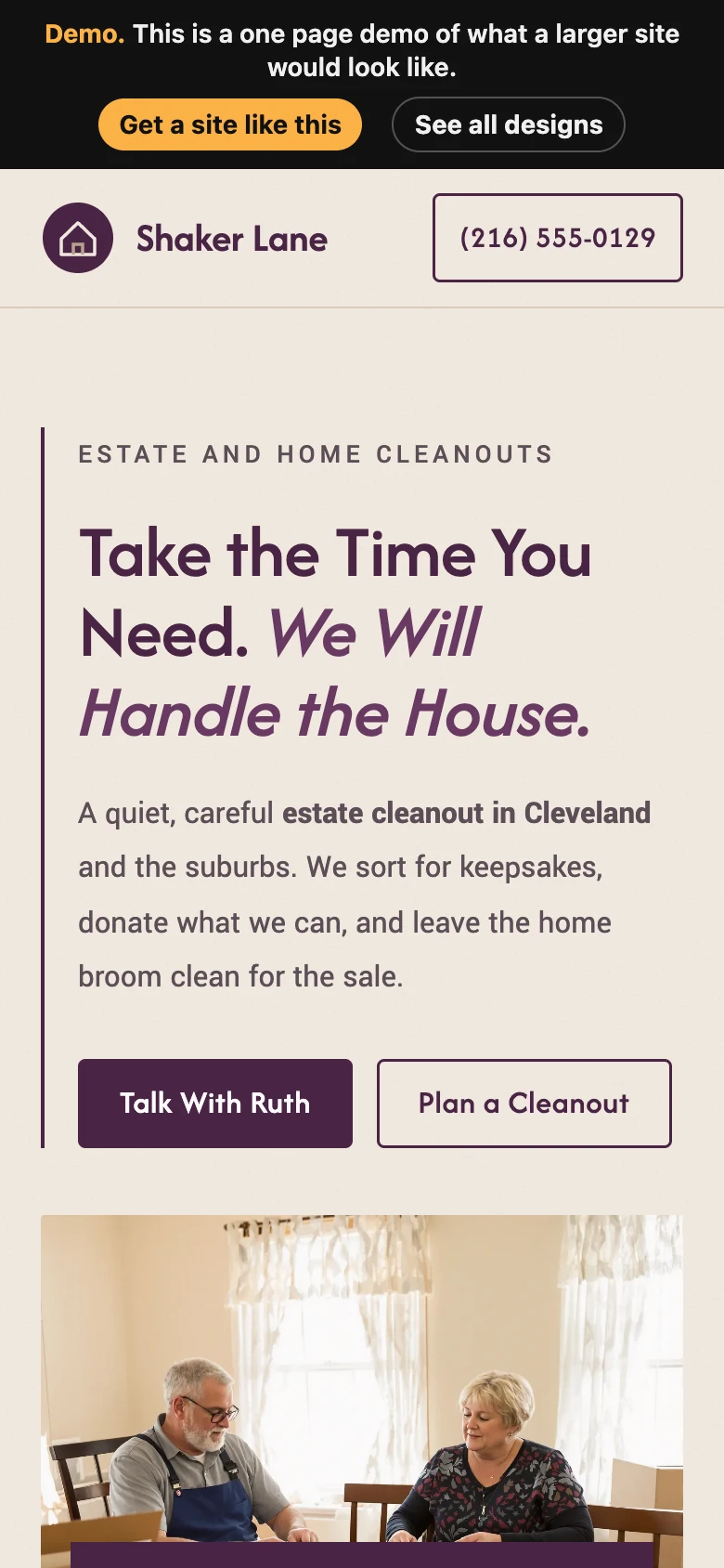 Quiet Plum Care on a phone