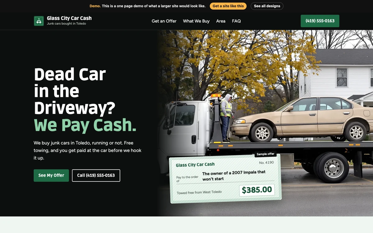 Greenback Check website design on a desktop