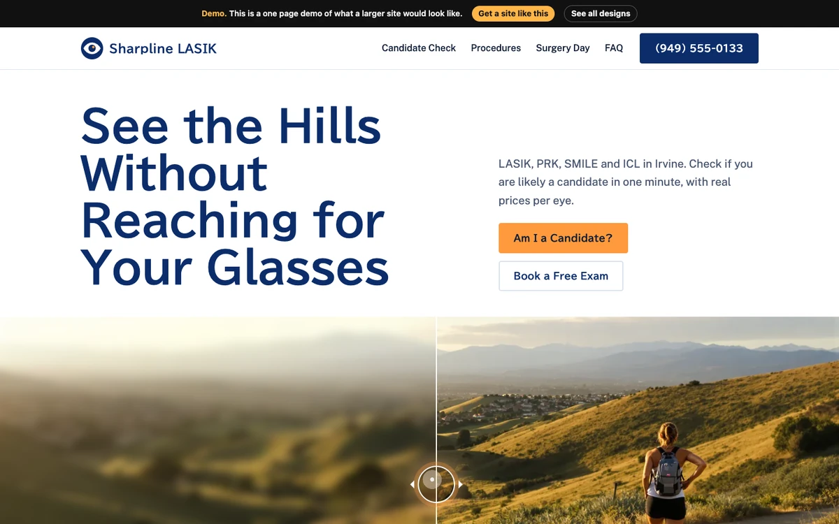 Crisp Focus website design on a desktop