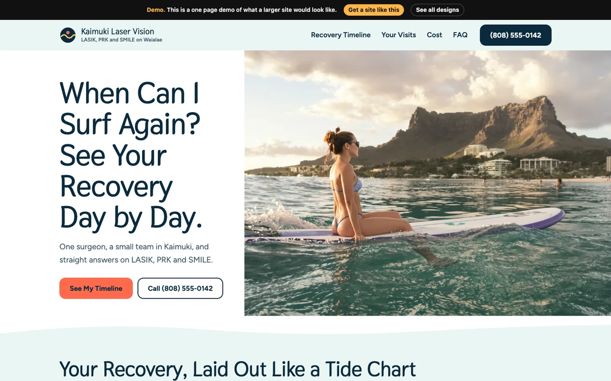 Tide Chart website design on a desktop