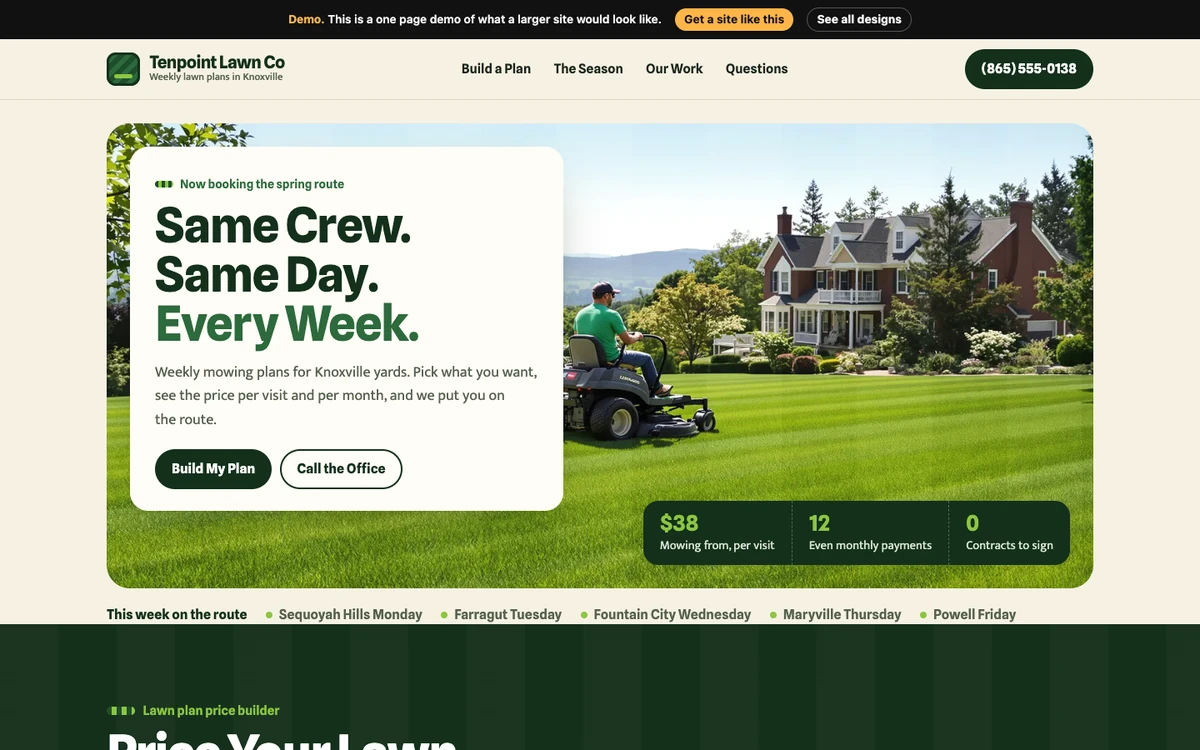 Fresh Stripe Plan website design on a desktop