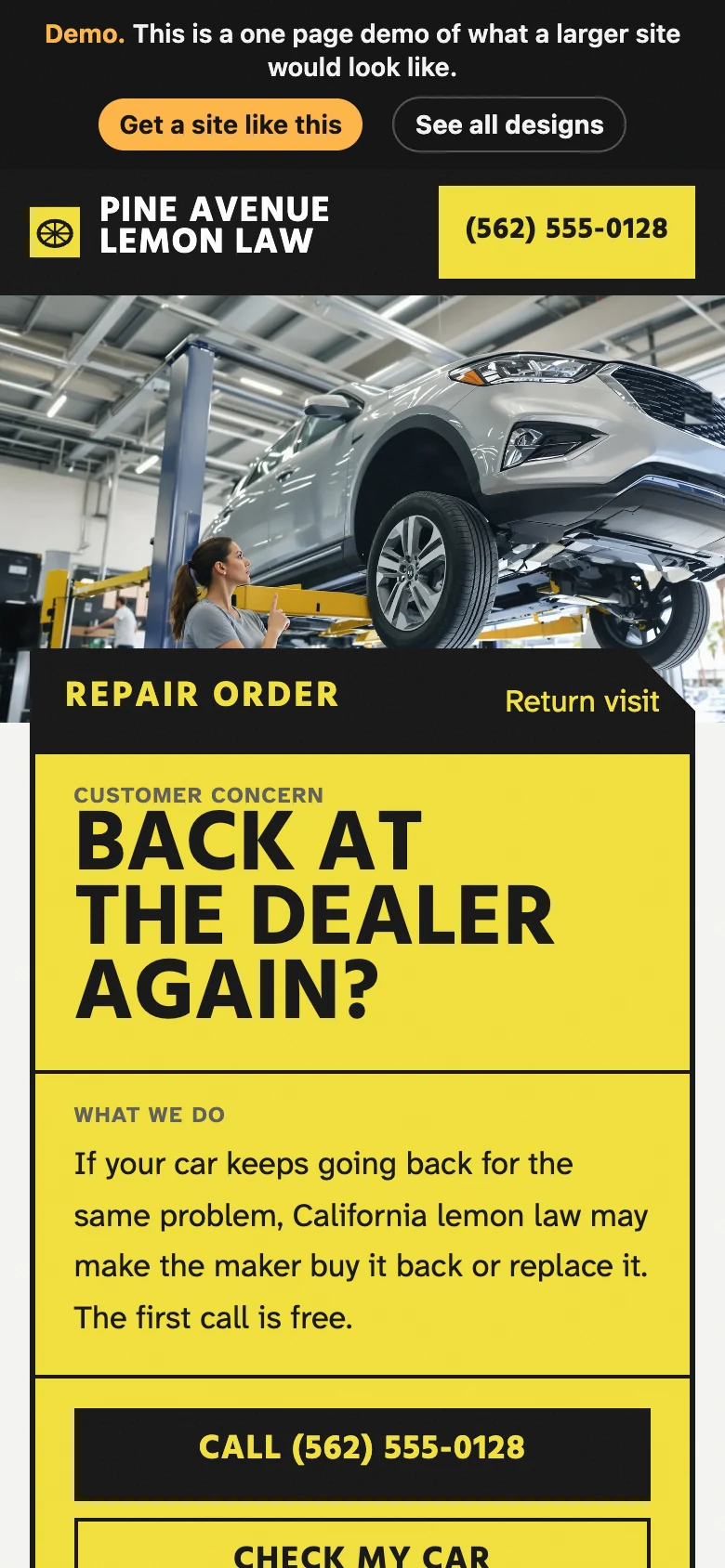 Repair Order Yellow on a phone