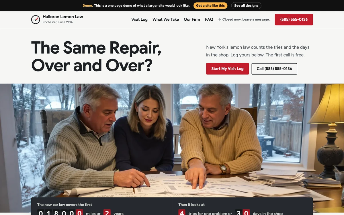 Winter Odometer website design on a desktop