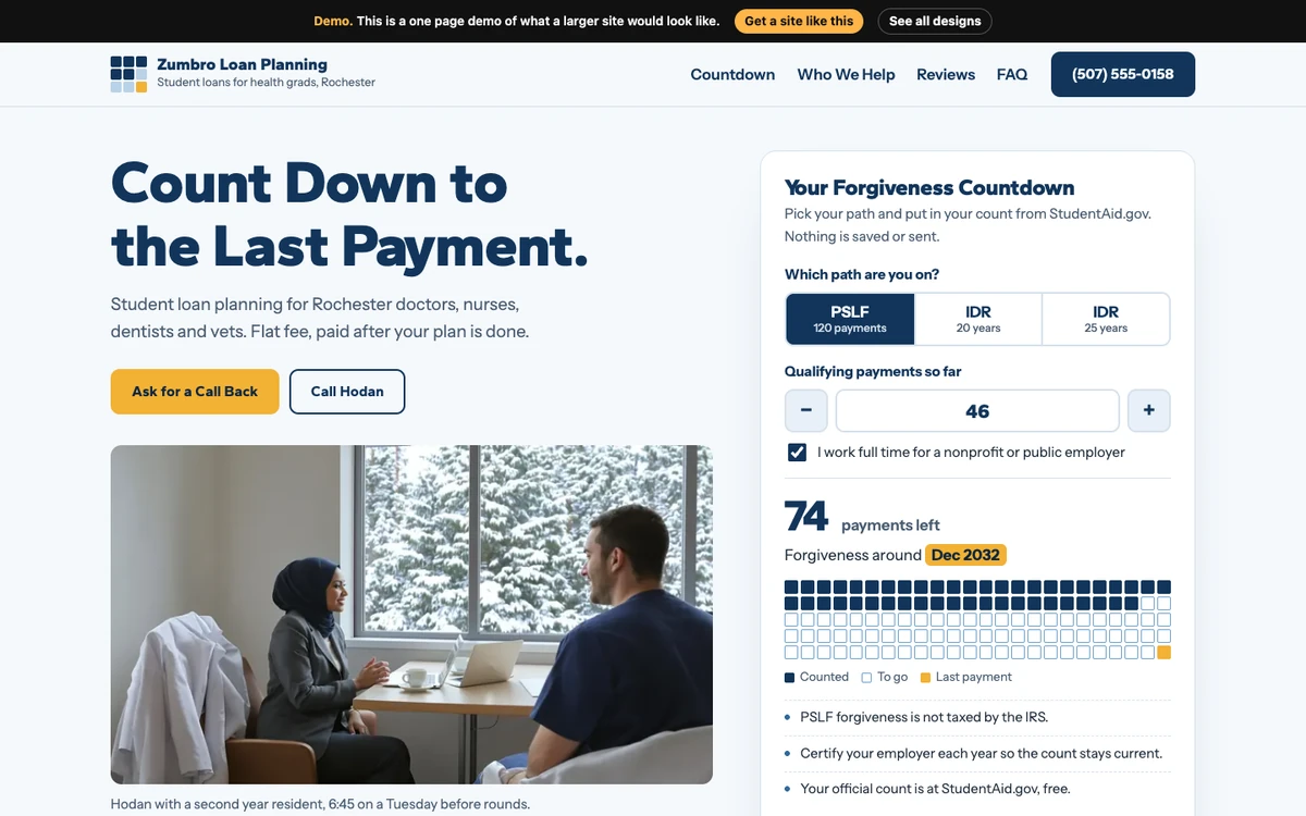 Clinic White Countdown website design on a desktop