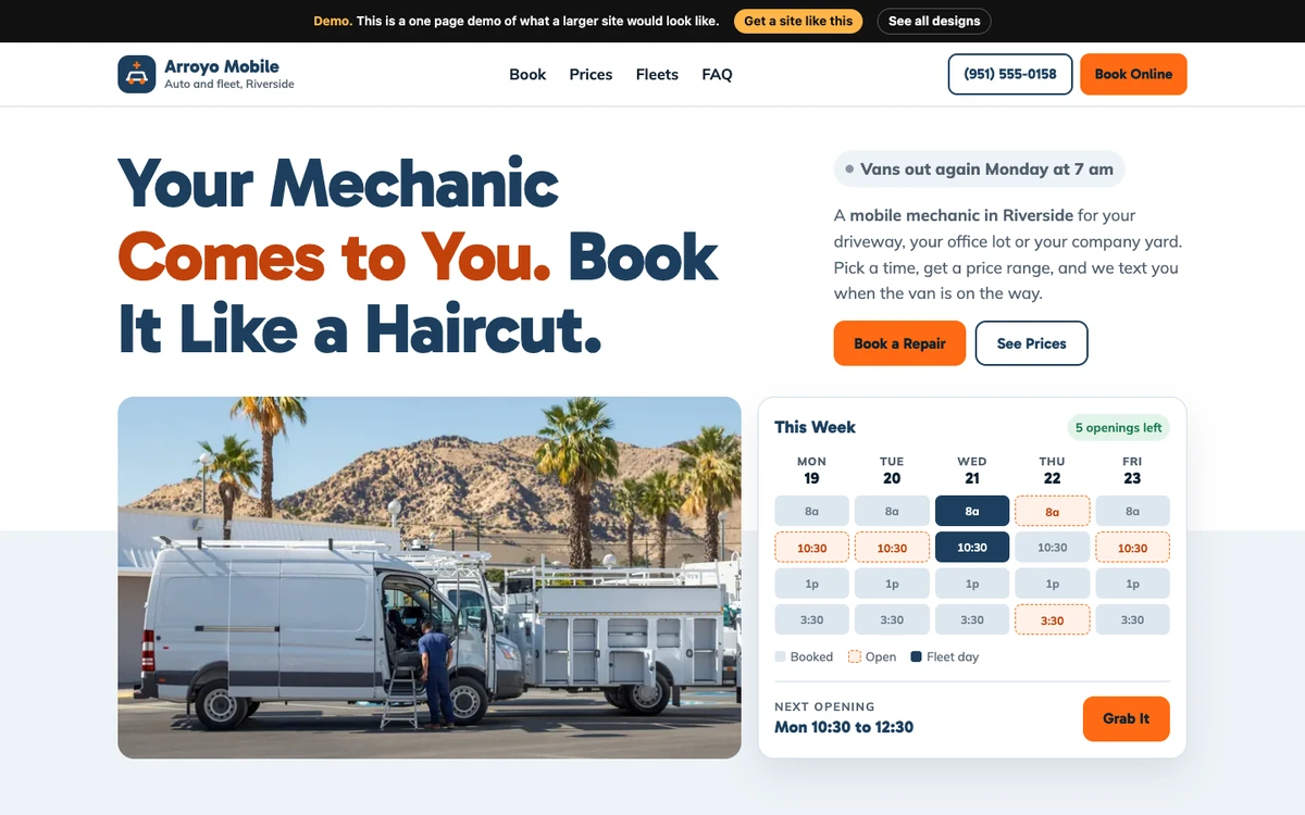 Booked and Dispatched website design on a desktop