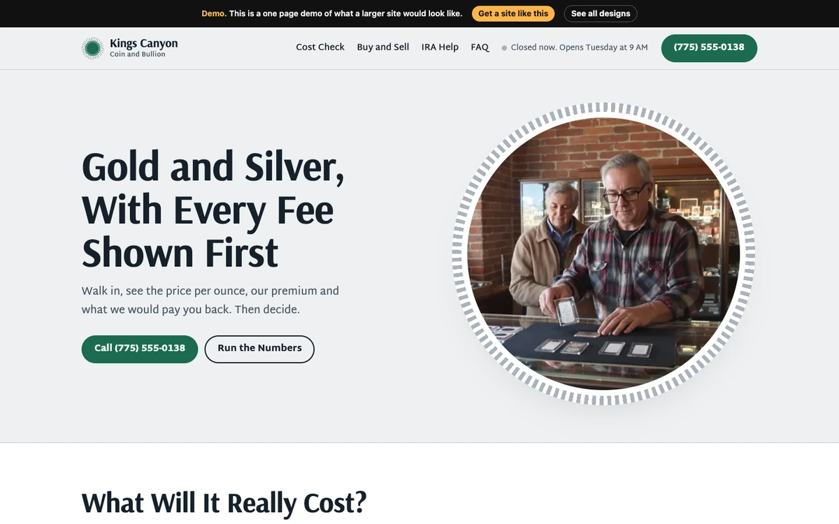Silver Ledger website design on a desktop