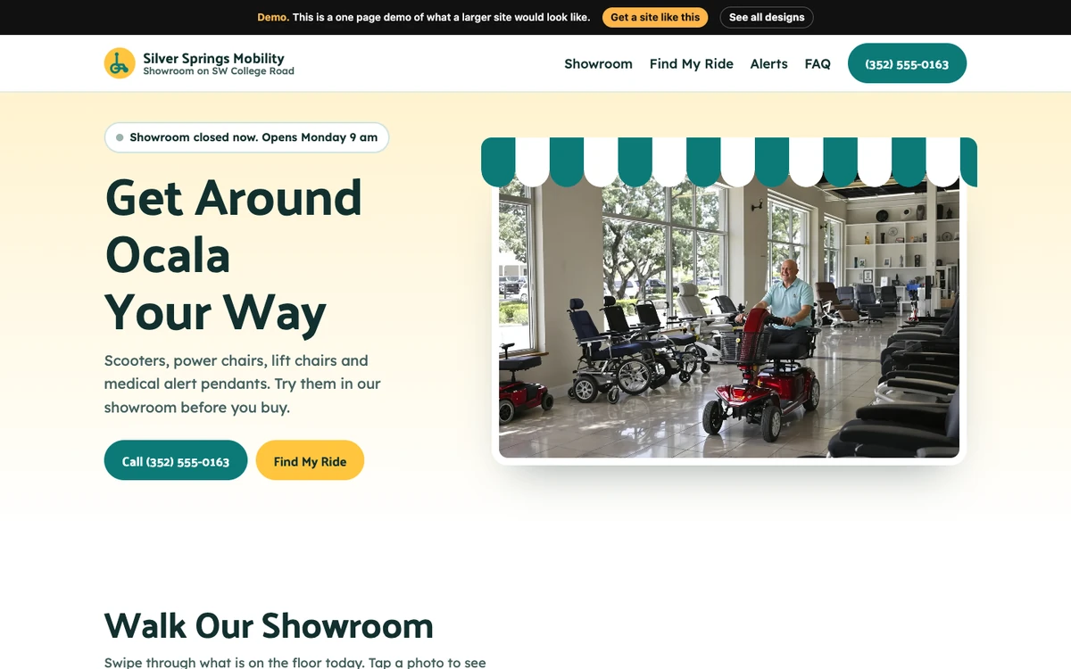 Sunny Showroom website design on a desktop