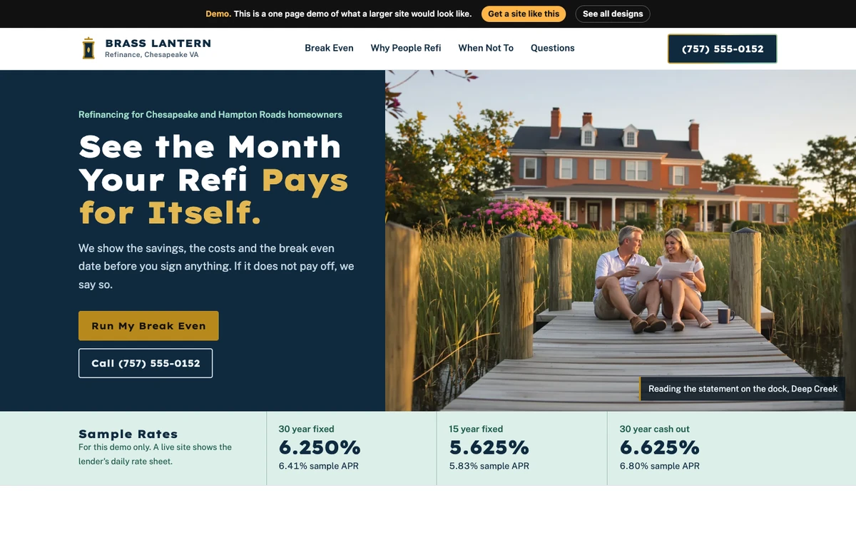 Harbor Ledger website design on a desktop