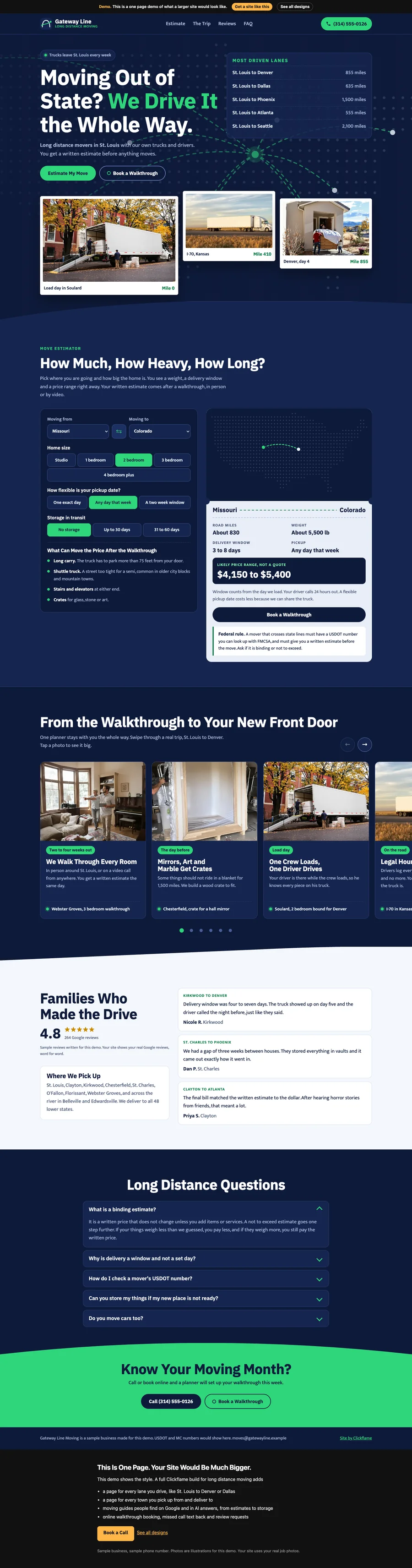 Night Route Map website design