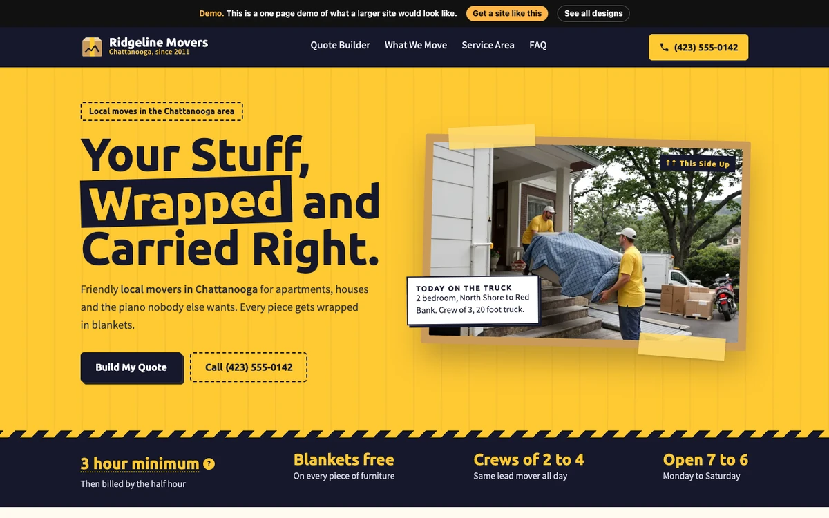 Packing Tape Yellow website design on a desktop