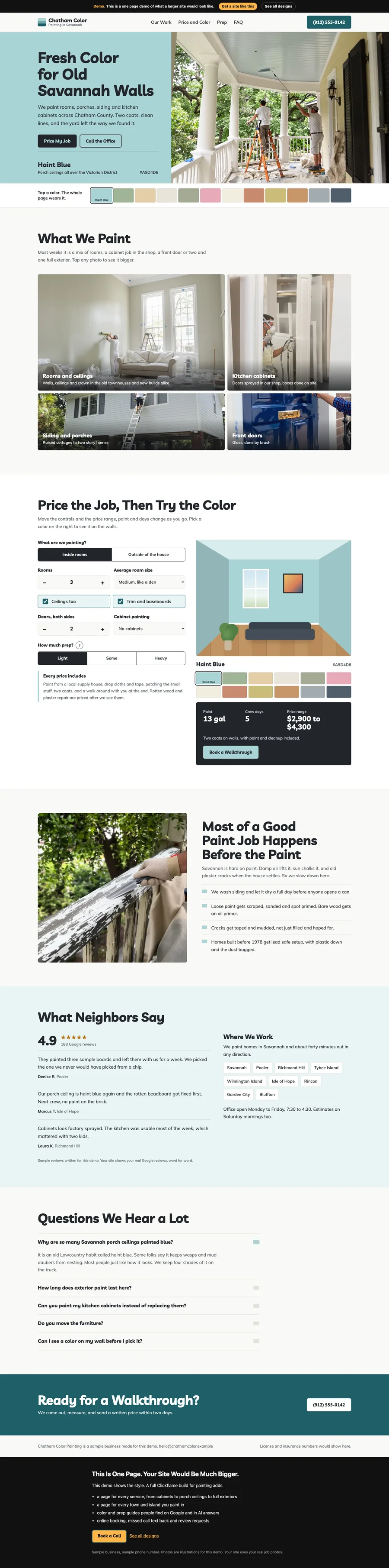 Paint Chip Deck website design